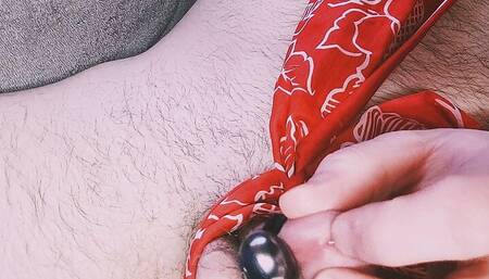 Edging tied cock and balls
