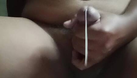 I jerk off my hairy small dick and i cum so many