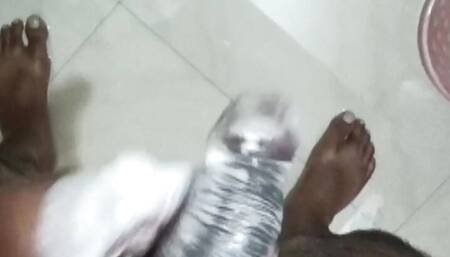 Handjob when took shower