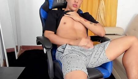Gay twink ignores his ex-boyfriend call because he is too busy masturbating his dick