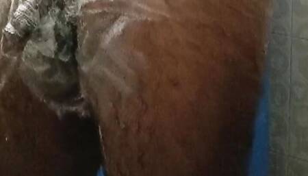 Small cock man taking shower