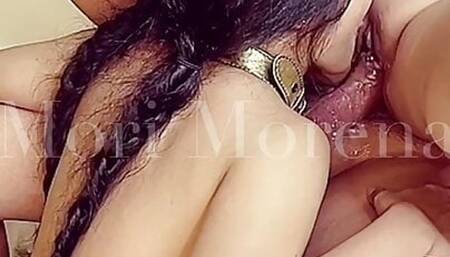 Filipina threesome reverse cowgirl while licking, sucking the cock and pussy
