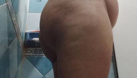 Pregnant Chubby Wife Taking A Shower