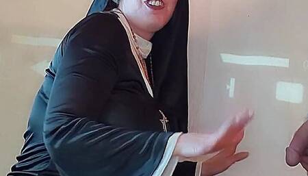 Slutty Nun and Big dick Jesus. 2For1FunCuck redhead wife fucks homemade sex machine.