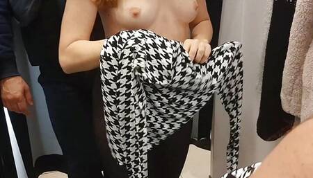 Sexy stranger asked me to shoot her in the fitting room on the phone