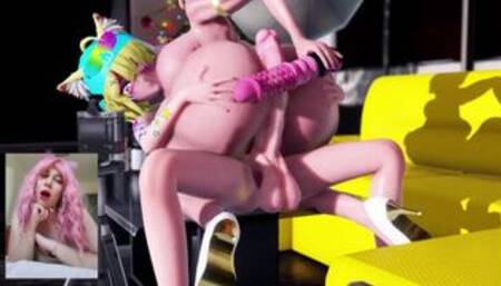 futanari fuck at the party in the ass double penetration