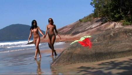 Carol Sampaio and Ane Ferrari have sex on the beach