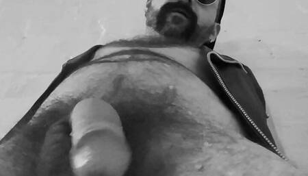 Hairy Leather Daddy Solo Wank