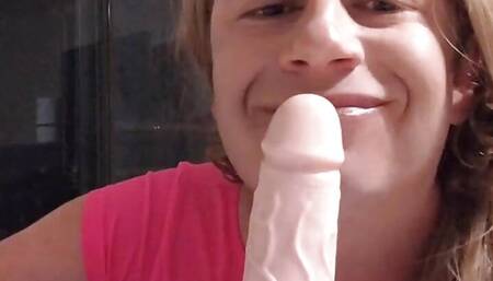 Sissy Brooke sucks dildo