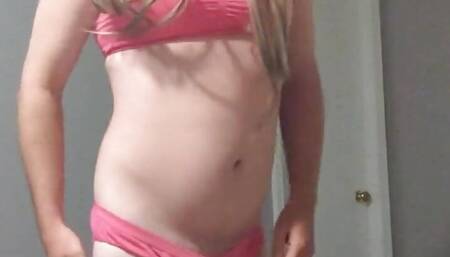 Sissy Brooke teasing in pink