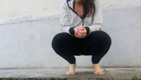 Completely dirty black yoga pants