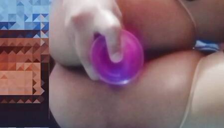 sexy teenager masturbating with a big dildo being dirty