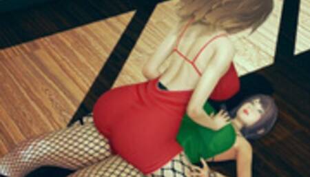 Sexy Clothed Lesbian Pussy Humpping and Grinding Fun at Office Room