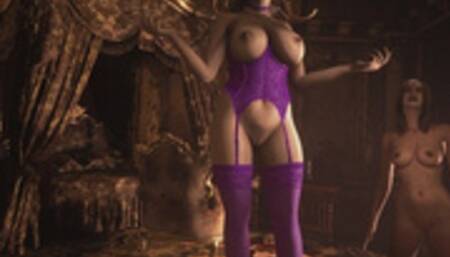 Resident Evil 8 Village Lady Dimitrescu - Violet Corset - H Cup Bottomless - 3D Hentai Part 1