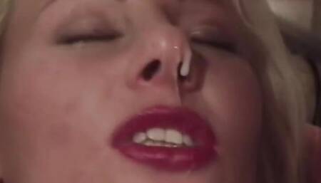 Sweet Blonde with big tits blowjob dick fucking slut