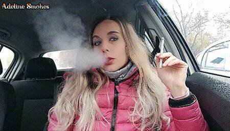 Smoking a cigarette in the car