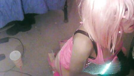 slender sissylanaYYC listens to hypno and plays with her large toys. watch her drift off into bimbo trance as she listen