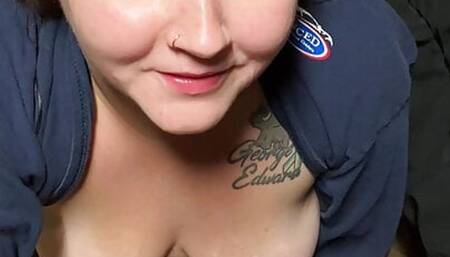 Cumshot blowjob in my mouth and big tits