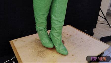 CBT Bootjob in Leather Green Boots (Top View) with TamyStarly - Ballbusting, Stomping, CBT, Trampling, Femdom, Shoejob, Crush, Ball Stomping, Foot Fetish Domination, Footjob