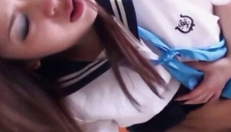Slim Japanese Teen Sucks and Fucks a Hard Cock Dry