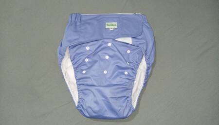OF FILLED BLUE DIAPERS RELAXING
