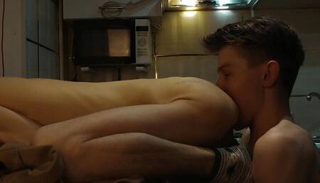 Hot anal sex on the kitchen table
