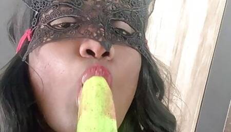 Sissy madhuri sucking dildo cock in her mouth
