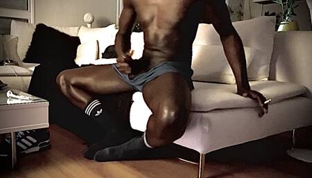 Handjob on my couch in front of a porn at night