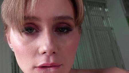 POV cockriding amateur babe closeup rides cock n talks dirty