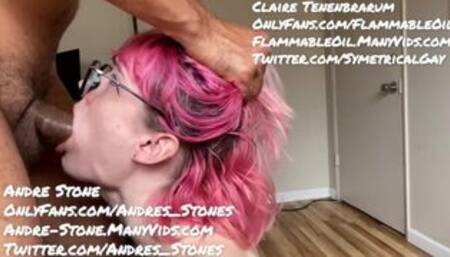 TS Claire Tenenbrarum face fucked then milks huge cock