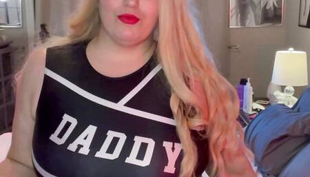Fat Blonde Cheerleader Masturbates for Daddy