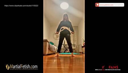 Xena Wild POV kicking in black gi and white gi