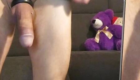 equipped with a dildo and a cock ring to jerk off nicely