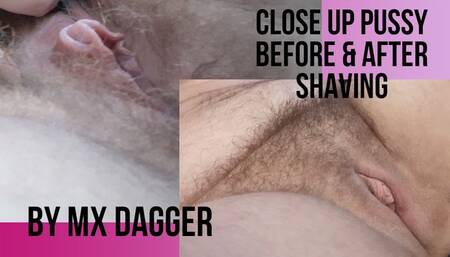 Close Up FtM Pussy Before & After Partial Shaving