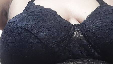 NAUGHTY DESI HOT BHABHI IN NEW BLACK SEXY BRA.. GET READY TO CUM