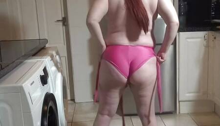 Wife with big tits dancing in swimsuit