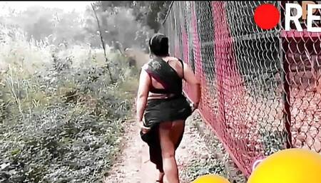 Tanya Indian model walking inside woods showing her massive ass.