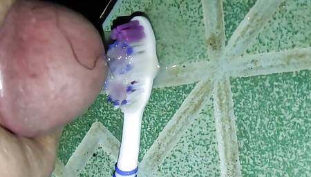 Boy big cum of toohbrush