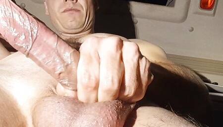 BOULDERER - trucker close up masturbation ring flash veiny uncut cock with cumshot mushroom head oiled