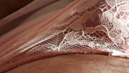 Moaning wanking and cum in pink panties