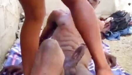Amazing fuck with my best friend outdoor and got her creampie