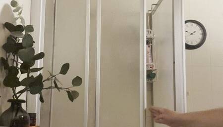 SSBBW Leonie shower video - too fat for the shower cabin