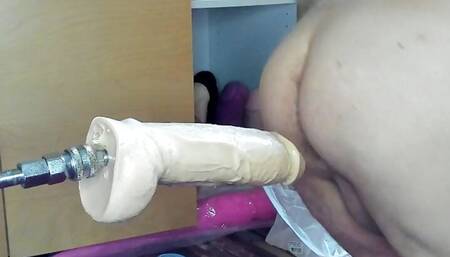 Daily Fucking Machine Gapes anal pussy and makes Cock leaking