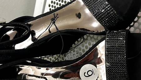 Jerking to Black Display Heels