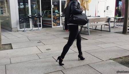 At the restaurant ankle boot off and foot massage under the table HD mp4 1920x1080