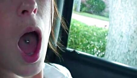 BrookeSkye fingering wet pussy on car while raining outside