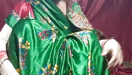 Pahli bar bhabhi green sharre me hard chudai