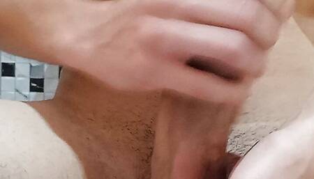 Cumshot a lot and filled the bathroom with cum
