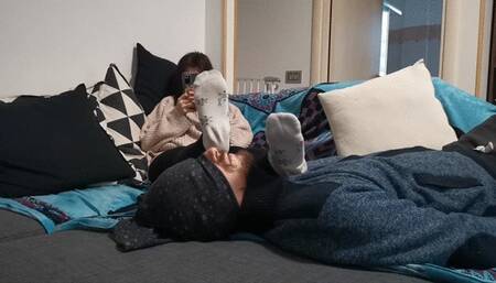 Hard heel and foot gagging with full body view