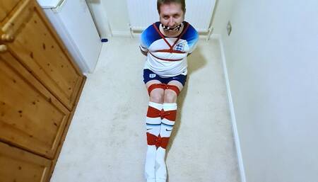 England football kit bound and gagged in room 6
